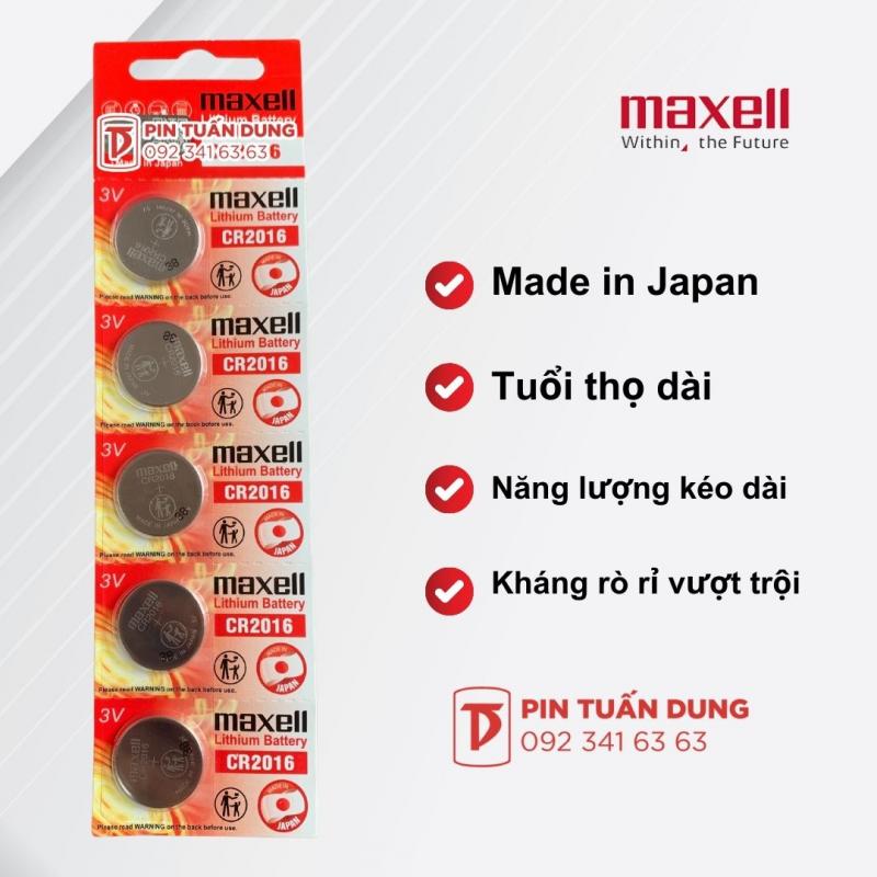Vỉ 5 viên pin 3v Maxell CR2016 