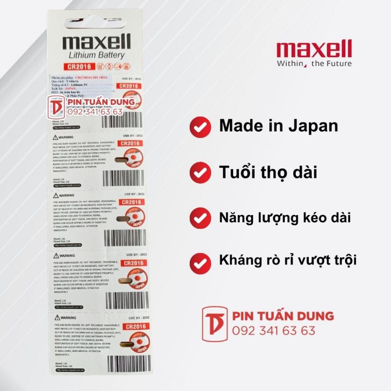 Vỉ 5 viên pin 3v Maxell CR2016 